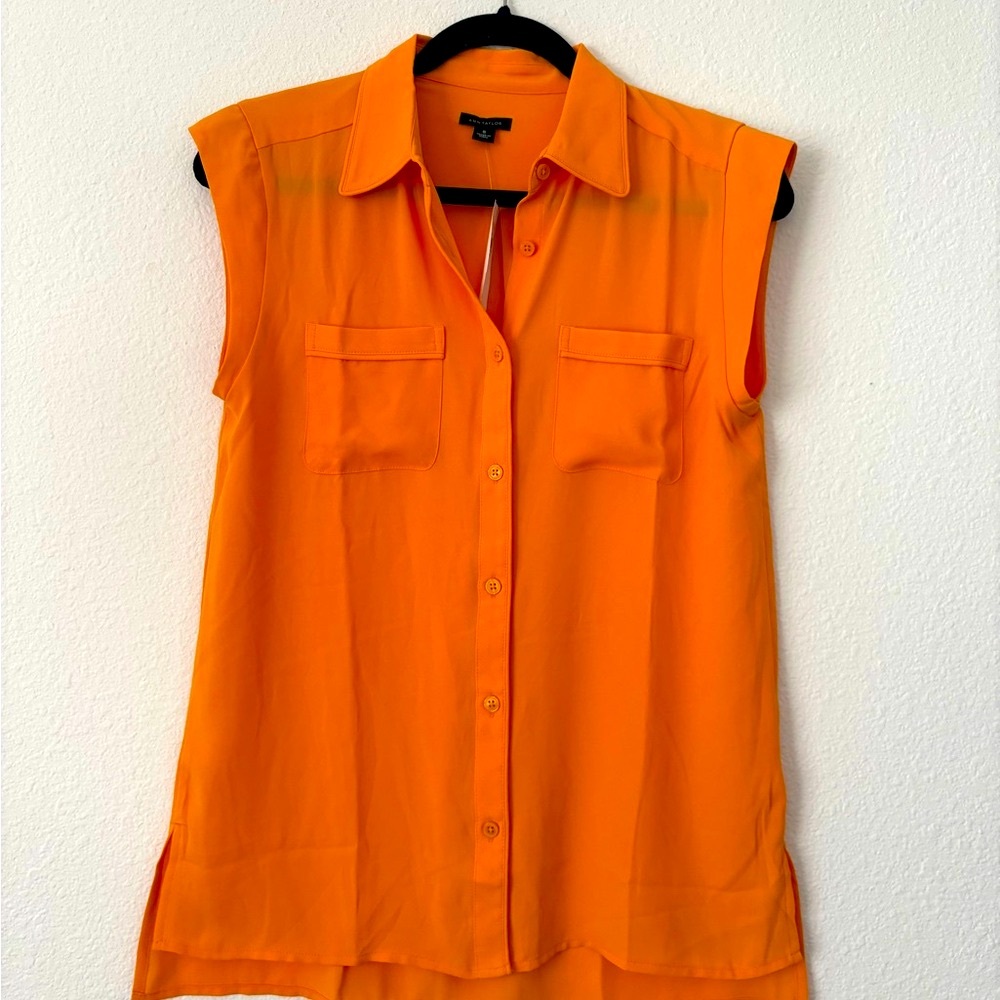 Ann Taylor Vibrant Orange Sleeveless Blouse